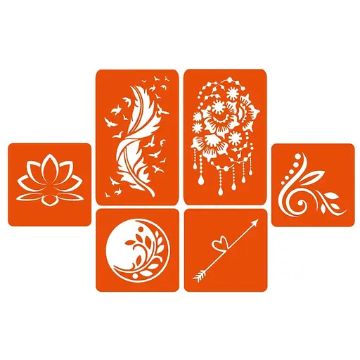 Набор цветной хны с трафаретами для био-тату №3 v2 Fresh Tattoo color-henna-set-03 v2 - фото 2