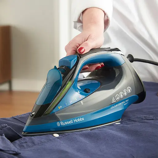 Russell Hobbs Утюг Colour Control Pro, 2400Вт, 380мл, паровой удар -185гр, самоочистка, индикатор температуры, керамическая подошва, синий - фото 4