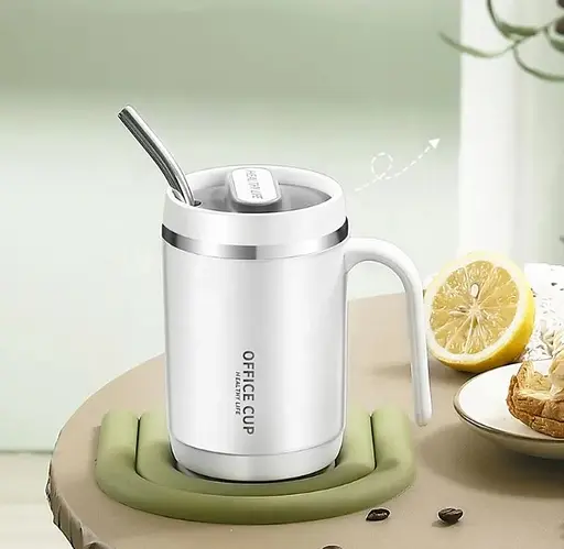 Кружка office cup 500 мл для кофе чая с вакуумной изоляцией нержавеющая сталь 304/PP white - фото 9