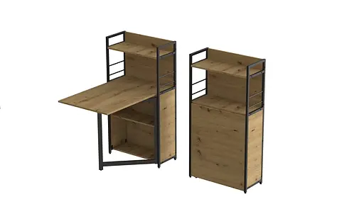 Стіл книжка з етажеркою Практик 1 Ferrum-decor 1200x640x990 Чорний метал ДСП Дуб Артізан 16 мм (FRD-104616)