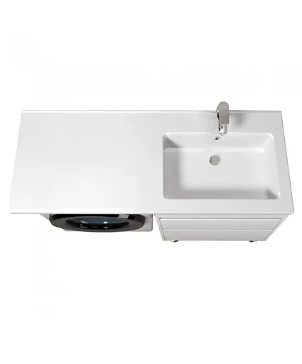 Тумба Мойдодир Wing 60-W з умивальником Rodeo 120 R з крилом над пралкою підлогова Білий - фото 8