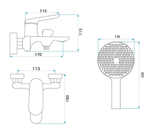 Змішувач для ванни Rea Marco black настінний з виливом REA-B5941 Чорний матовий - фото 5