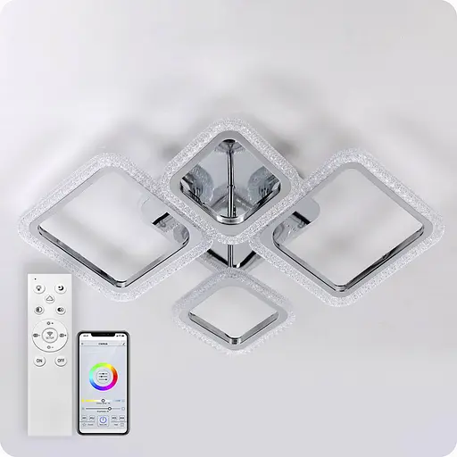 Люстра світлодіодна 517 Light 3color з пультом 96Вт Хром (02064) - фото 2