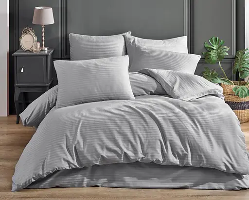 Постільна білизна Charlotte Silver Сатин-Stripe / простирадло на резинці 180x200см Cotton Shine pbe0052109 - фото 1