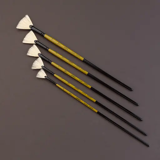 Пензель щетина віялова AMBER 2306FN №0 довга ручка Rosa - фото 4