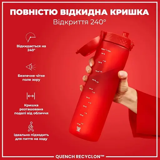Пляшка для води ION8 1000 мл (ЕКО пляшка) BPA Free Red (I8RF1000RED) - фото 3