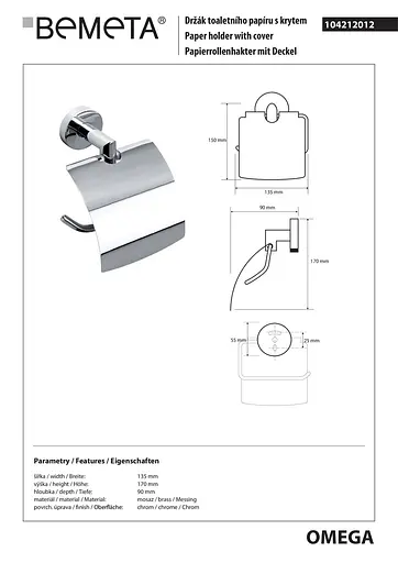 Держатель для туалетной бумаги Bemeta Omega 104212012 Хром - фото 2