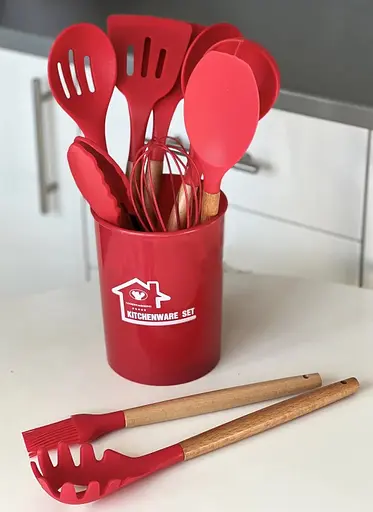 Набір кухонного приладдя Edenberg Silicone kitchen utensils set 12 предметів Червоний - фото 8