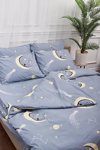 Комплект постельного белья Moon&Star евро 200х220 наволочки 2х50х70 Stars Бязь Gold Люкс - фото 3