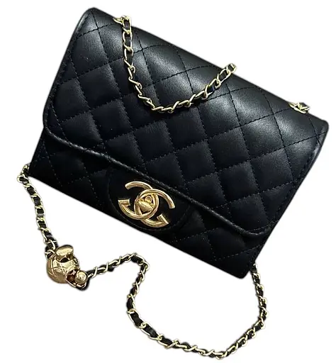 Сумка жіноча шкіряна стьобана (Чорний)