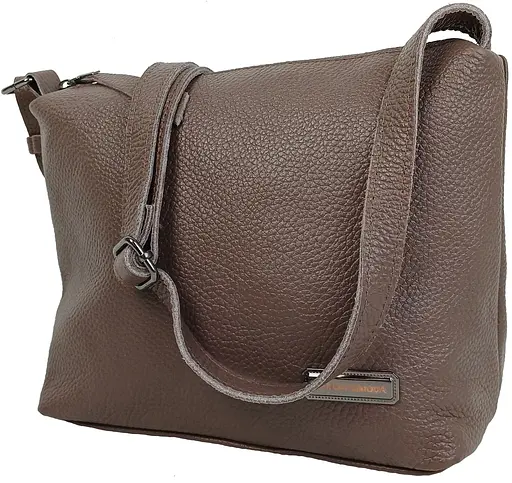 Женская кожаная наплечная сумка Borsacomoda капучино sum0028721 - фото 4