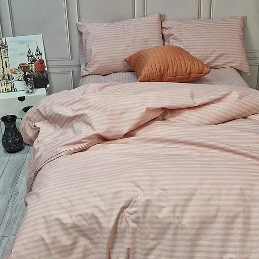 Постільна білизна MERISET Рожева Бязь страйп Полуторний на резинці 560626-5 - фото 3
