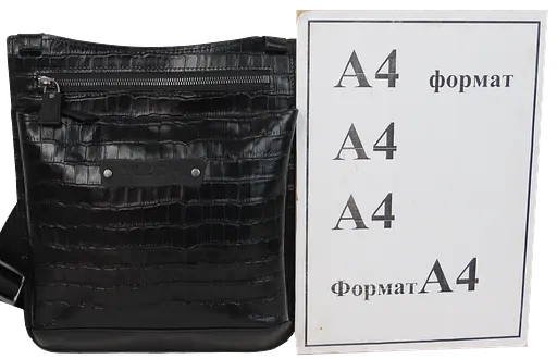 Мужская кожаная наплечная сумка под крокодила черная Mykhail Ikhtyar sum0028768 - фото 10