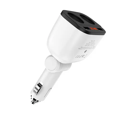 Автомобильное зарядное устройство Hoco Z28 Power ocean cigarette lighter in-car charger digital displ 2USB 3.1A Белый - фото 1