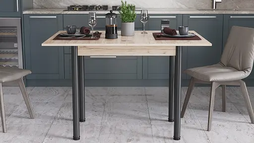 Обідній стіл-формер розкладний Берта Ferrum-decor 750x1400x900 Чорний метал ДСП Дуб Сан-Марино 16 мм (FRD-105179)