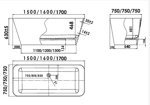 Ванна отдельностоящая глянцевая Amdcon Atlant 170x75 из литого камня ATLANT_170_HL Белый - фото 6