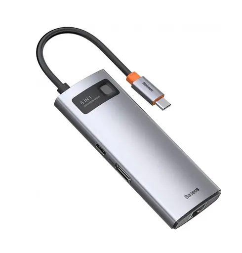 Хаб - конвертер Baseus Metal Gleam Series 6-in-1 Type-C Hub Docking Station CAHub-CW0G - фото 3