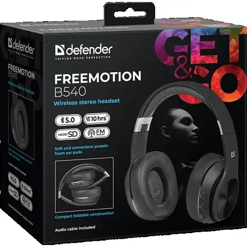 Наушники беспроводные Defender FreeMotion B540 Black (63540) - фото 5