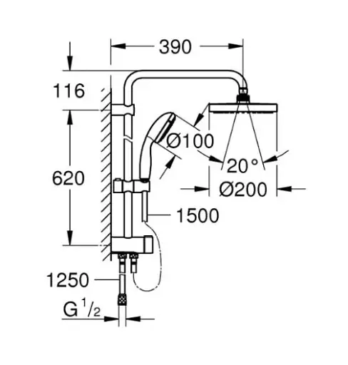 Набір змішувачів для ванної кімнати Grohe Eurosmart з душовою системою Tempesta 3в1 30412 - фото 9