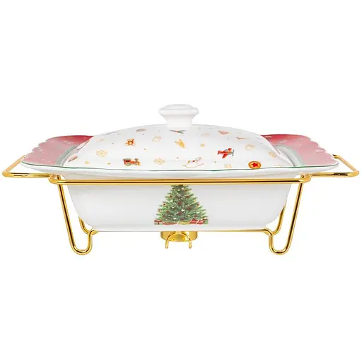 Мармит с крышкой Elen Dekor Раздвое наслаждение металлофарфор 1.1 л 31х23 см (985-210)