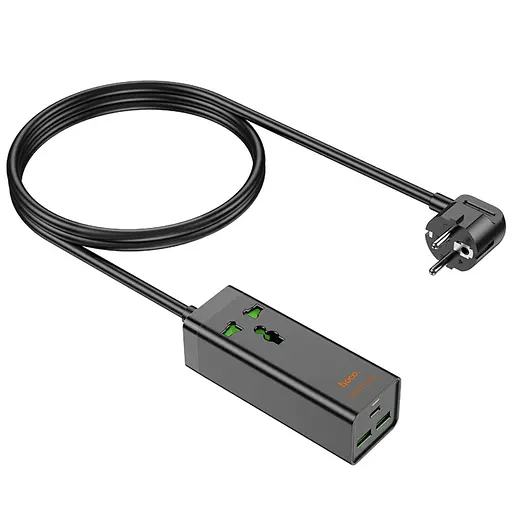 Сетевое зарядное устройство удлинитель Hoco AC9A 2 USB/Type-C PD QC 30W 1 розетка 1.5m черный - фото 3