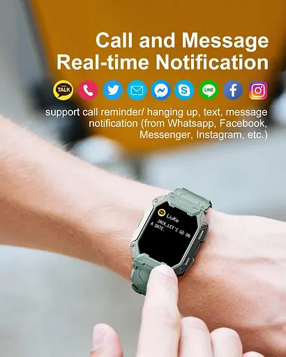 Розумні смарт-години в протиударному тактичному корпусі Lige C20 з двома ремінцями Camouflage Green, BW1821E (17792) - фото 7