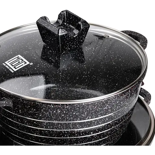 Набор кастрюль MGC алюминиевых 2,5/4/5/7/9 л с мраморным покрытием, черный MGC HP-4-411B - фото 6