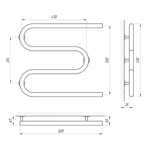 Полотенцесушитель Laris Змеевик 30 РС3 600x500 1/2'' 71207213, Хром - фото 2