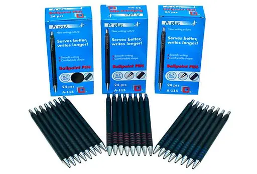 Ручка пластиковая шариковая, синяя, 24 шт., A115C