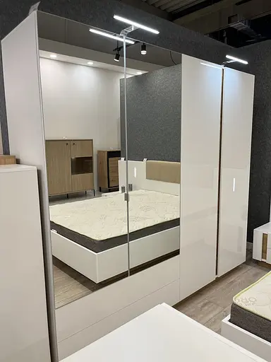 Шкаф для одежды Perfect Home Арко / Arco 4-дверный с зеркалом 4D2S/220 Белый глянец/дуб грандсон (PFH-091041) - фото 9