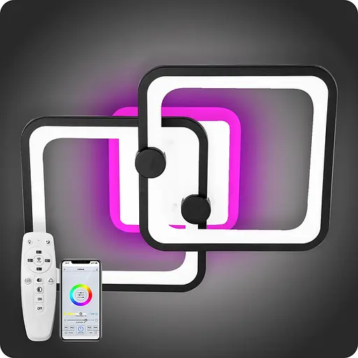 Люстра світлодіодна 517 Dlight 3color з пультом 55 Вт Чорний (02058) - фото 1