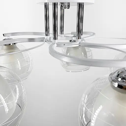 Потолочная люстра в белом корпусе на 5 двойных плафонов Ø 55 см Ст. 6634/5 WT | Line F - фото 2