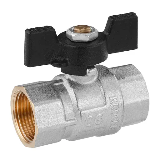 Кран кульовий Kroner 3/4" ВВ PN40 метелик, нікельований (CV033209) - фото 2