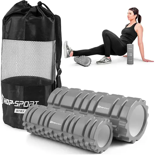 Роллер массажер Hop-Sport (валик, ролик) для кроссфита и йоги HS-001YG серый - фото 6