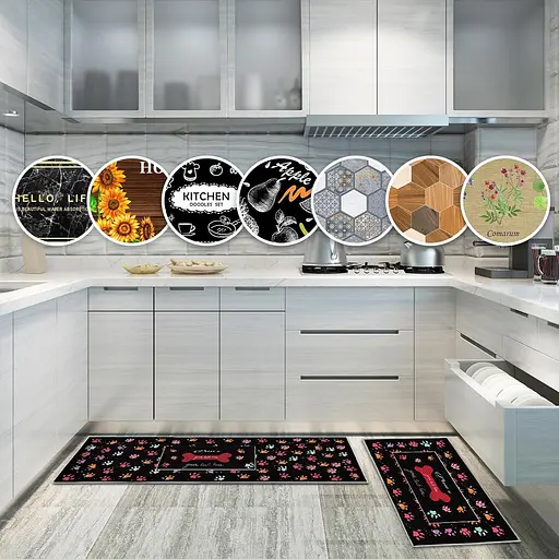 Набір килимків для кухні та ванної 120×40 см і 60×40 см водонепроникні, протиковзні, м'які, декоративні Home Сірий 88321 - фото 7