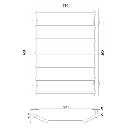 Полотенцесушитель UNIO LT W 700-500-7 Лестница Трапеция (20646) - фото 4