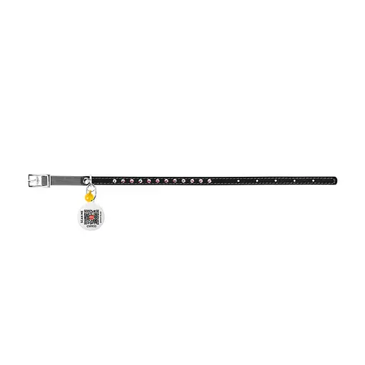 Ошейник Waudog Glamour с резинкой клеевыми стразами для кошек (ширина 9мм длина 22-30см) черный - фото 3