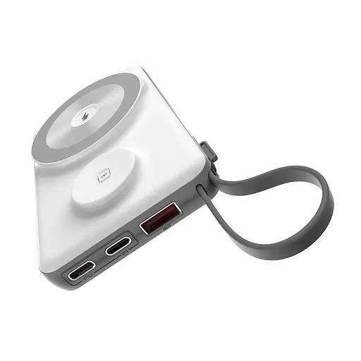 Повербанк 10000mAh Choetech B695 White QC3.0 PD3.0 бездротова зарядка смартфонів та Apple Watch (43-00143) - фото 3