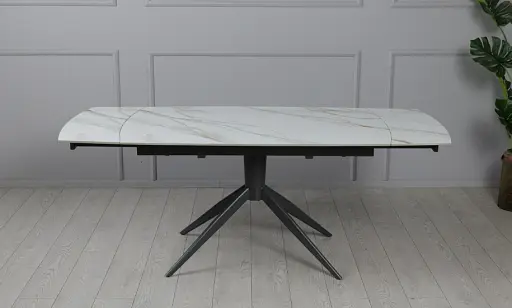 Стіл Віраж 1400/2000x900x750 молочний глянець чорні ноги - фото 5