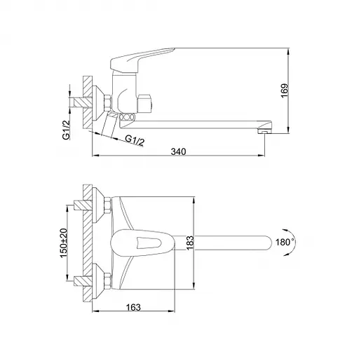 F22007 Змішувач для ванни довгий гусак Ø40 Frap 1/10 Хром - фото 2