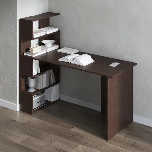 Комп’ютерний стіл Vays M-24, письмовий з полицями ліворуч, ЛДСП, 142×60×123 см - для дому, навчання, офісу - фото 9