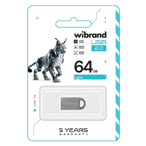 USB флеш накопичувач Wibrand 64GB lynx Silver USB 2.0 (WI2.0/LY64M2S) - фото 2