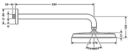 Верхний душ Hansgrohe Raindance Classic AIR 240 мм с держателем 383 мм хром 27424000, Хром - фото 2