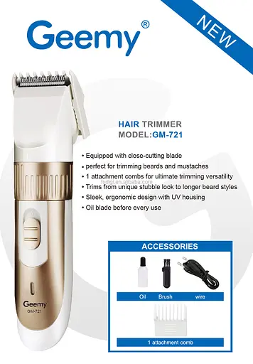 Акумуляторний чоловічий тример для бороди вусів і тіла Geemy GM 721 машинка для стриження - фото 4