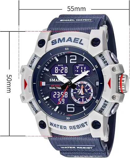Мужские спортивные часы SMAEL 8007 Цифровые часы для мужчин Наручные часы с кварцевым двойным механизмом - фото 3