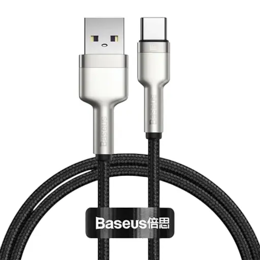Кабель Baseus Cafule USB 2.0 to Type-C 66 W 1 метр металеві штекери чорний (CAKF000101) - фото 1