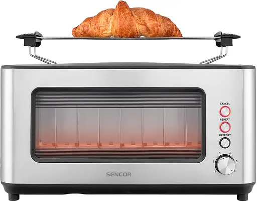Тостер Sencor 1200 Вт підігрів розморожування з віконцем нерж. сталь сіро-чорний - фото 4