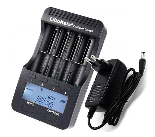 Заряднoe устройство Liitokala Lii-500 на 4 канала (для Ni-MH, Ni-CD, Li-Ion) с блоком питания