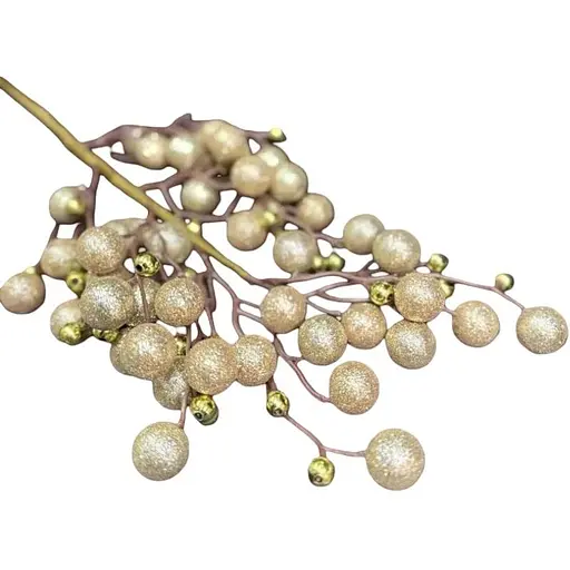 Декоративная ветка с бусинками для праздничных композиций Шампань 63 см - фото 1