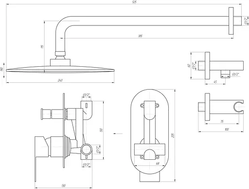 Душова система прихованого монтажу Topaz Sardinia TSG 08205-G-H20, Хром - фото 7